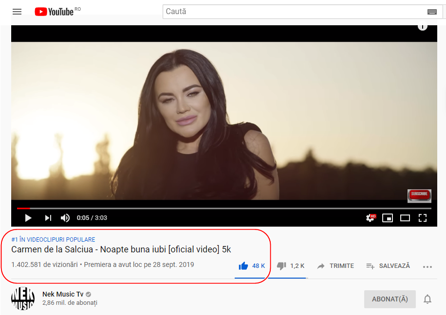 Reacția incredibilă a Deliei după ce a fost detronată de Carmen de la Sălciua în Trending, pe Youtube România, în doar câteva ore!