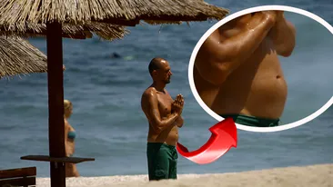 Photoshop vs Paparazzii! Oreste are corp de “Adonis” doar în revistele glossy, dar la plajă burta i se revarsă!