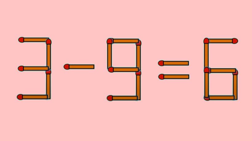 Test de inteligență | Mutați un singur chibrit, pentru a corecta 3 – 9 = 6