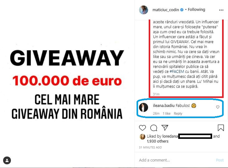 Codin Maticiuc, în culmea fericirii după ce a fost sunat de Mihai Bendeac: “Cel mai mare giveaway din istoria social media: 100.000 de euro”. Singura rugăminte a actorului