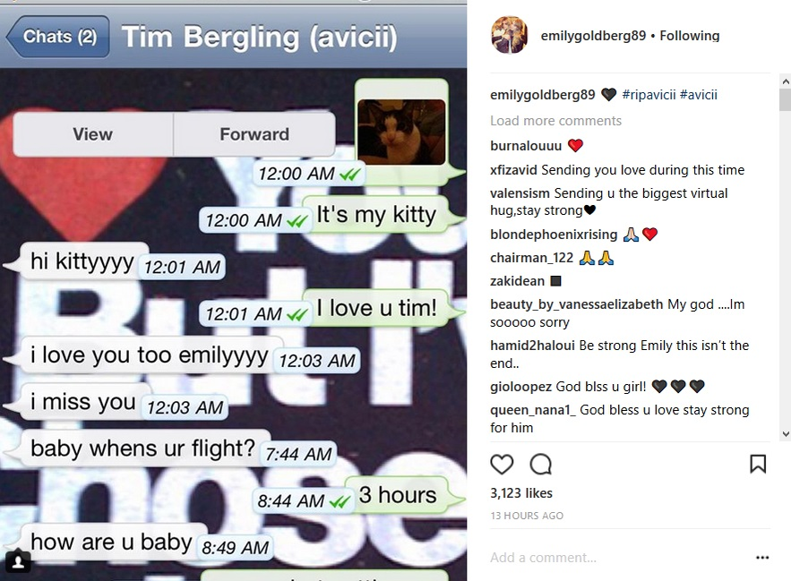 Fosta iubită a DJ-ului Avicii a făcut publică o conversație privată purtată cu regretatul artist. Mulți fani au luat foc atunci când au citit-o