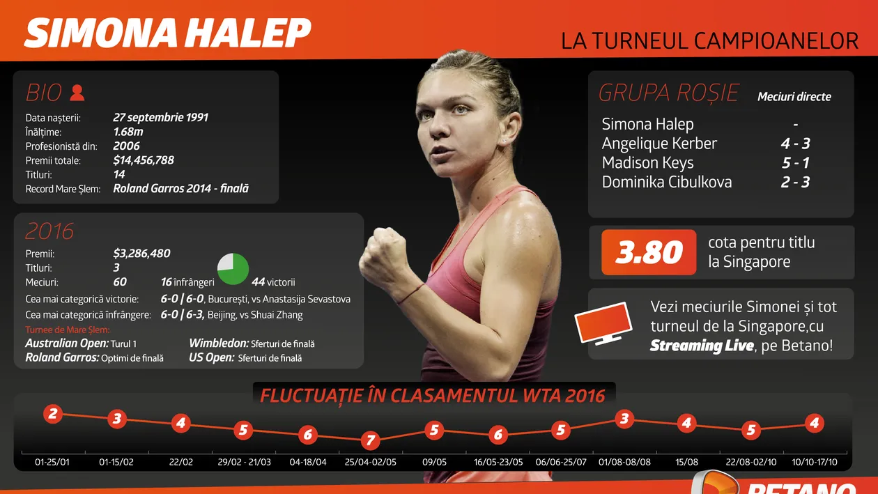 (P) Şansele Simonei Halep la Turneul Campioanelor de la Singapore