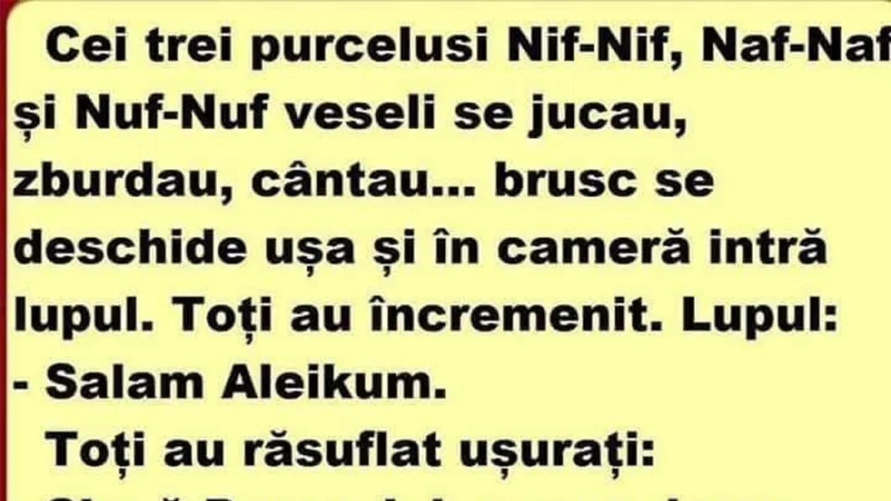 BANCUL ZILEI | Cei 3 purceluși: Nif-Nif, Naf-Naf și Nuf-Nuf