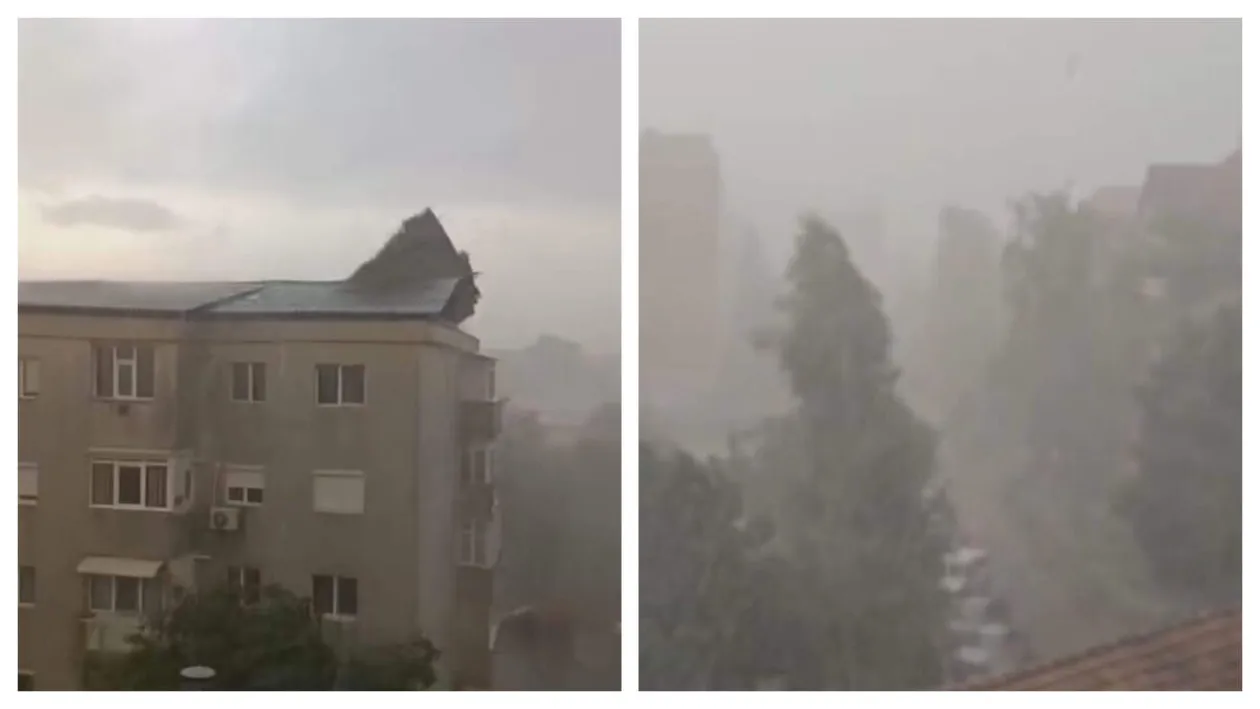 Vremea extremă a lovit mai multe orașe din România. Vijeliile au smuls acoperișuri și au inundat străzile