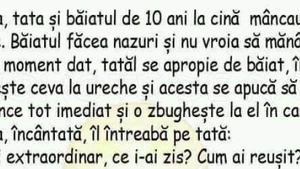 BANC | Mama, tatăl și fiul iau cina împreună
