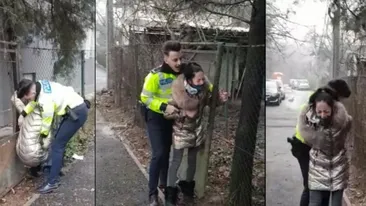 Încă un abuz al poliției! Minoră însărcinată, care vindea ghiocei în București, bruscată și încătușată de un agent. VIDEO