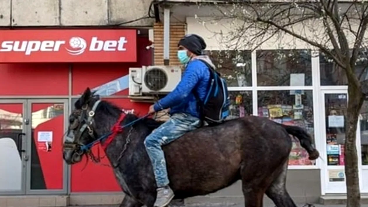 Gest INCREDIBIL! Un tânăr a plecat călare pe cal la maternitatea din Iași, grăbit că iubita lui naște