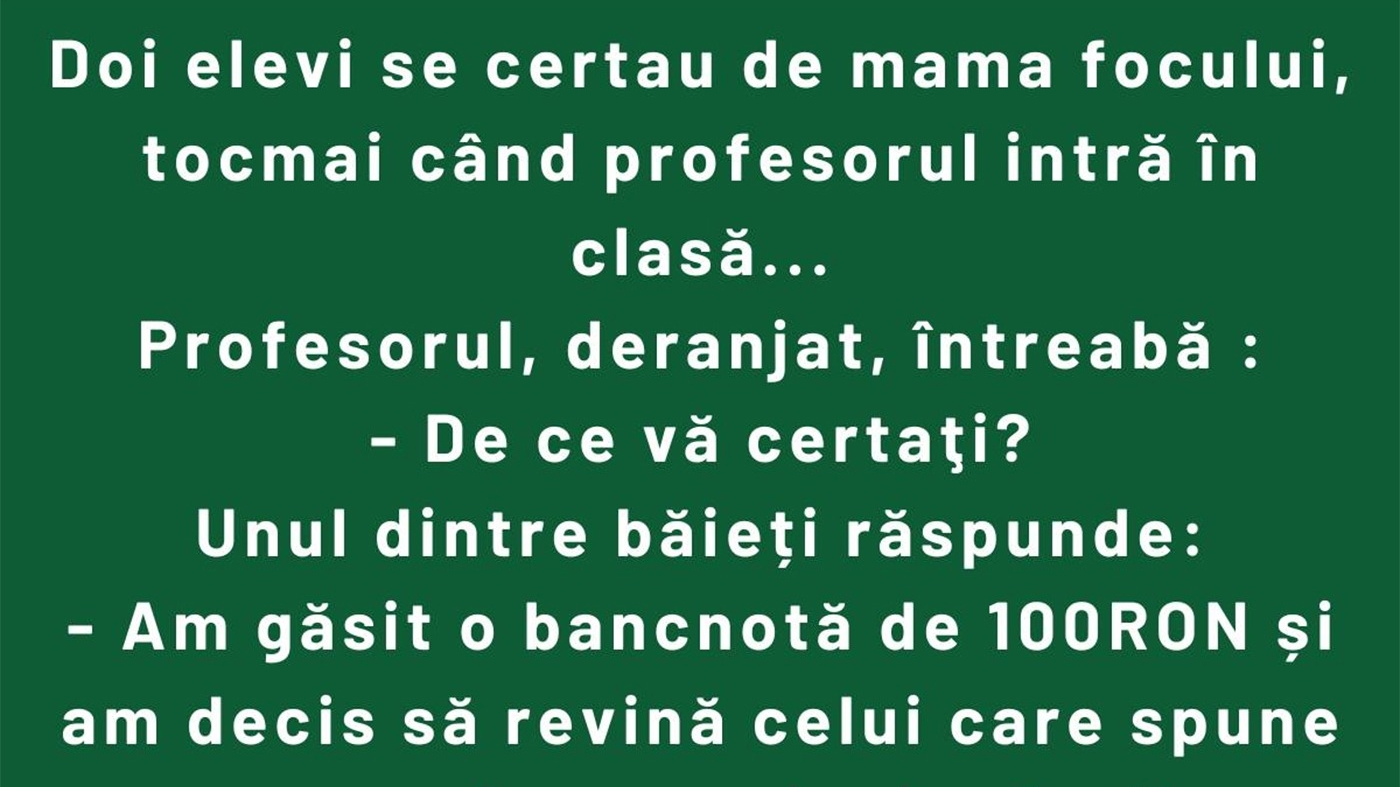 BANC | Elevii, profesorul și bancnota de 100 RON