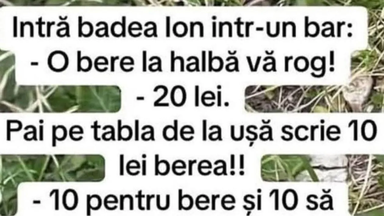 BANCUL ZILEI | Intră badea Ion într-un bar