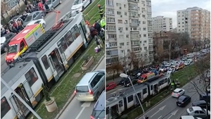 Scene de groază în Capitală. O fetiță de 12 ani a fost călcată de tramvai. A fost transportată de urgență la spital