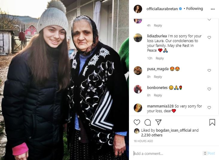 Laura Bretan, în doliu: “Inima mă doare și îmi va fi dor de tine atât de mult”. Omagiul copleșitor adus bunicii sale de câștigătoarea Românii au Talent