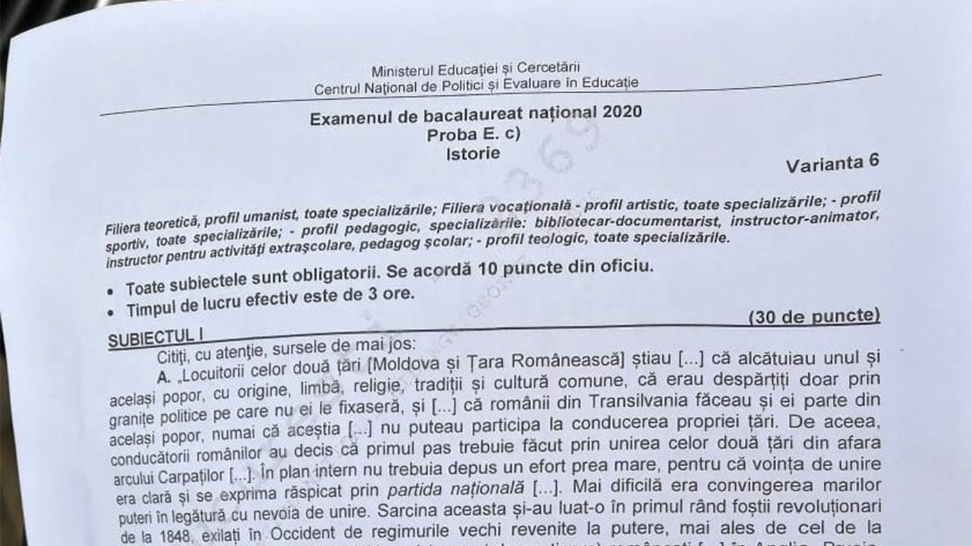 BAC 2023 | Cum se rezolvă subiectele de azi de la istorie. Baremul de corectare