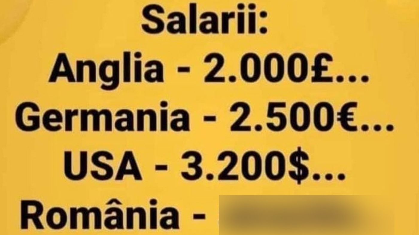 BANCUL ZILEI | Salarii medii în România și în restul lumii