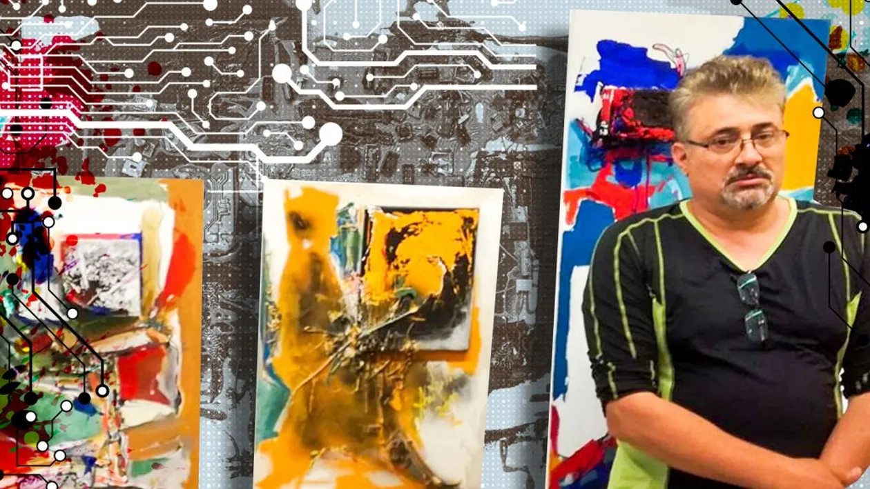 El este românul care pictează cu piese electronice!