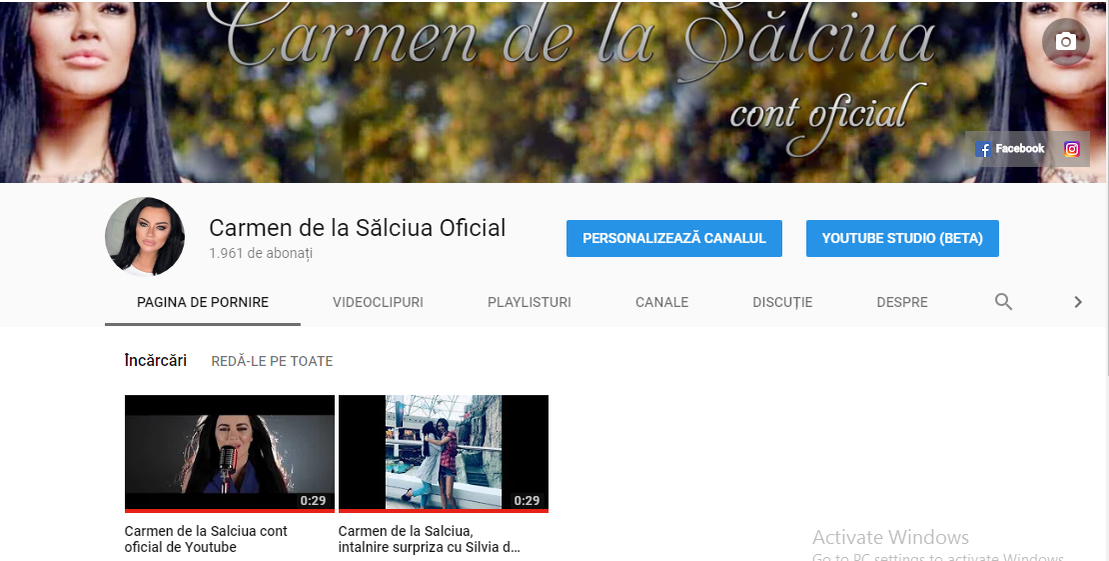 Captură foto pagina YouTube Carmen de la Sălciua