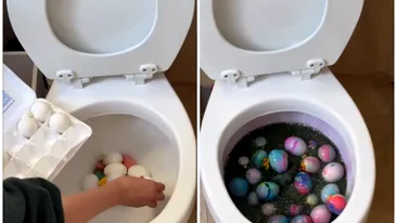 Astea e ultima! Influencerița care a vopsit ouăle de Paște în vasul de toaletă