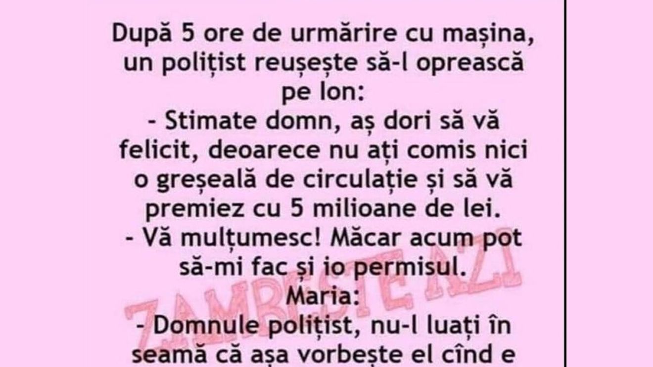BANC | După 5 ore de urmărire cu mașina, un polițist reușește să-l oprească pe Ion