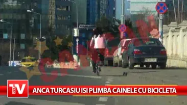 Anca Turcasiu si-a dus cainele la veterinar cu bicicleta