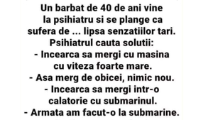 Bancul începutului de săptămână | Un bărbat de 40 de ani se duce la psihiatru