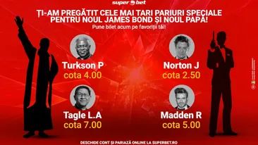 Fă-ți acum bilet cu cele mai neașteptate pariuri! Mizează pe noul actor din James Bond și noul Papă!
