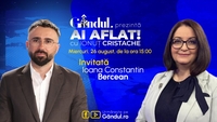 „Ai Aflat! cu Ionuț Cristache” începe miercuri, 26 august, de la ora 15.00, live pe Gândul. Invitată: Ioana Constantin Bercean