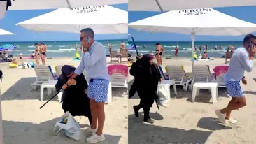 Scandal pe plaja White Beach! Administratorul a fost lovit și alergat de o femeie cu un baston