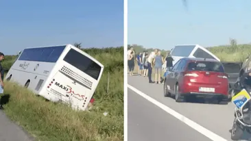 BREAKING | Un autocar s-a răsturnat pe Autostrada A2. A fost activat Planul Roșu de Intervenție