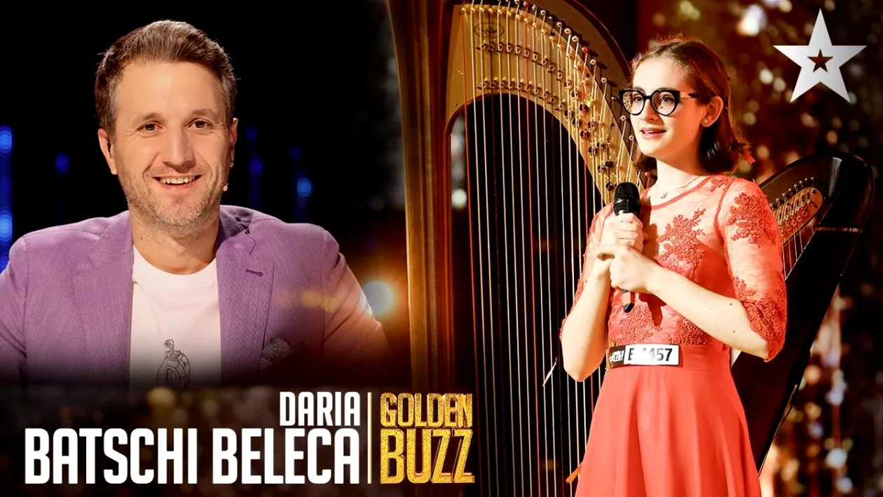 Daria Batschi i-a impresionat pe jurați și a primit al cincilea Golden Buzz. Cine este ”fata cu harpa”