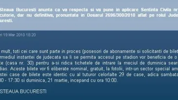 FC Steaua anunta ca va respecta decizia instantei si va permite accesul fanilor interzisi pe stadion