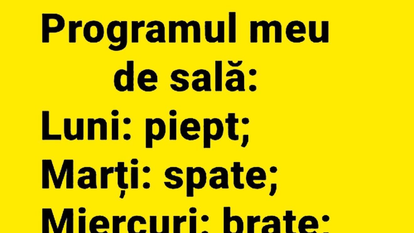 BANCUL ZILEI | Programul meu de sală