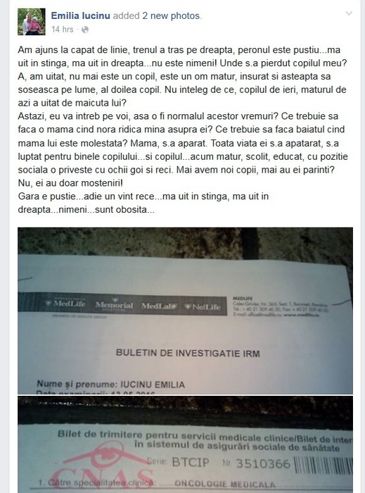 Scandalul a luat amploare în familia Tinu-Iucinu! Fiul şi nora au cerut ordin de protecţie împotriva ei!
