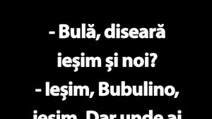 BANC | "Bulă, diseară ieșim și noi?"