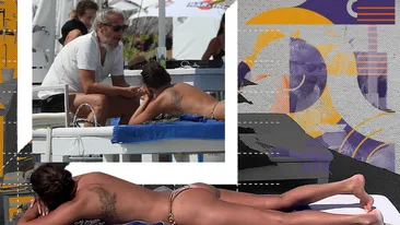 Roxana Ilie a fost atent supravegheată de iubit. Bărbații de pe plajă n-au avut nicio șansă