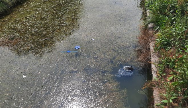 Gunoaie în canal Sursă foto: CugetLiber