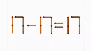 Test IQ cu bețe de chibrit | Mută unul singur pentru a rezolva ecuația 17-17=17