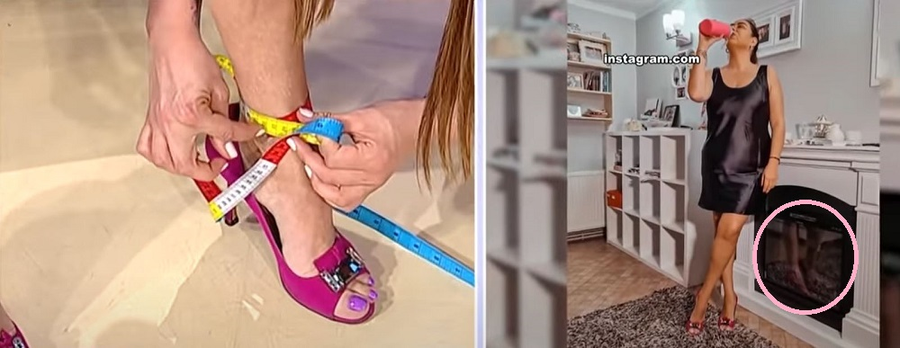 La câteva zile după ce a fost acuzată că și-a trucat picioarele, Oana Roman a acceptat să îi fie măsurate gleznele în cadrul emisiunii “Showbiz Report” © captură video Antena Stars 