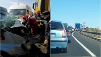 Accident cu 8 victime în Prahova. Un TIR și două dubițe s-au izbit. FOTO