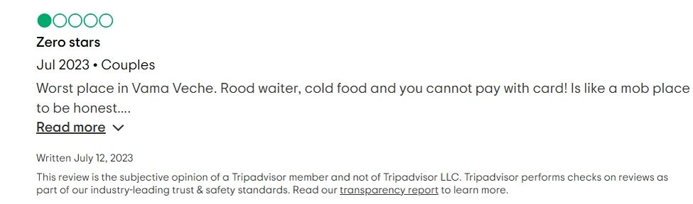 Turiștii nu au fost dezamăgiți de restaurantul din Vama Veche /Foto: Tripadvisor