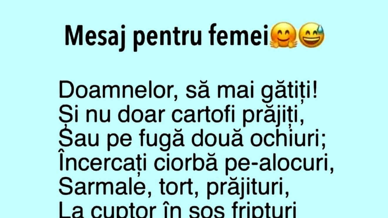 Bancul începutului de săptămână | Mesaj pentru femei