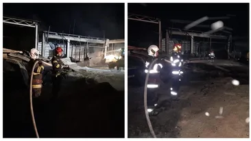 Incendiu devastator în Argeș! Timp de 7 ore, salvatorii s-au luptat cu flăcările violente care au cuprins o hală