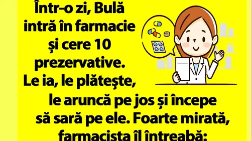 BANC | Bulă intră în farmacie și cere 10 prezervative