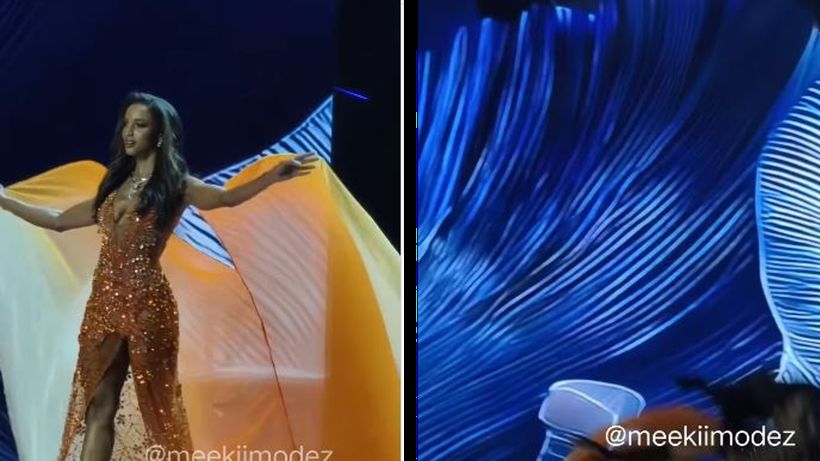 Clipe de panică la Miss Universe! O concurentă a călcat în gol și căzut de pe scenă