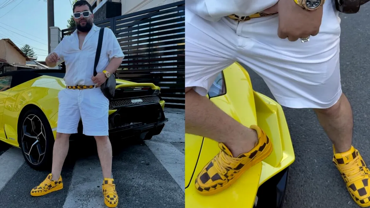Cât costă încălțămintea cu care Tzancă Uraganu s-a afișat lângă Ferrari. Artistul NU s-a uitat la bani!