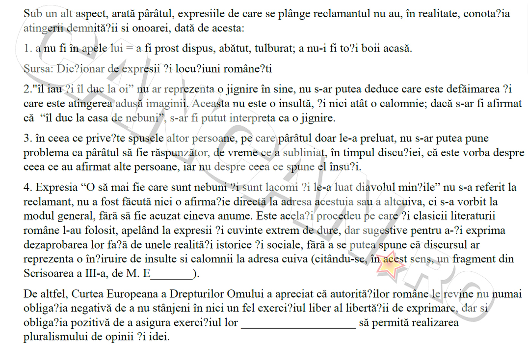 Document din dosarul de calomnie pe care Talpan i l-a deschis lui Gigi Becali
