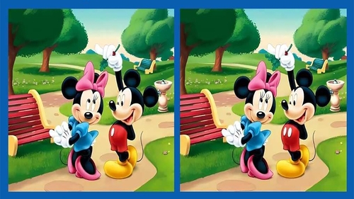 Test de logică | Găsiți 3 diferențe între aceste două poze cu Minnie și Mickey Mouse!