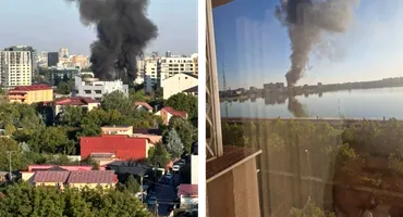 Incendii în București! Fostul cinematograf Gloria și niște containere de pe Lacul Morii au ars