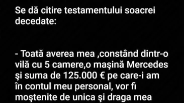 BANCUL ZILEI | Testamentul soacrei