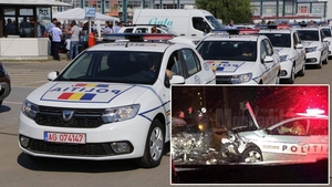 Scandalos! Ce s-a întâmplat când un Logan nou de Politie s-a izbit frontal cu un Mercedes