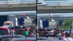 Un șofer a blocat autostrada A1 cu un camion, pe sensul Pitești – București. Ce a urmat apoi