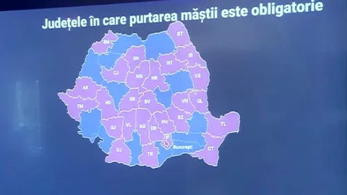 Masca este obligatorie în mai mult de jumătate dintre județe. Harta zonelor cu restricții